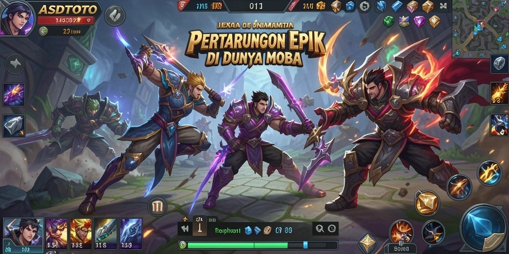 Tampilan gameplay ASDTOTO yang mendebarkan di arena MOBA.