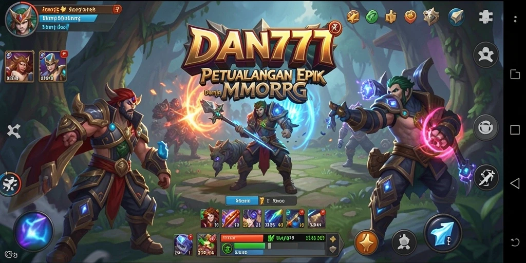 Tampilan gameplay epik saat bertarung di dunia MMORPG DAN777.