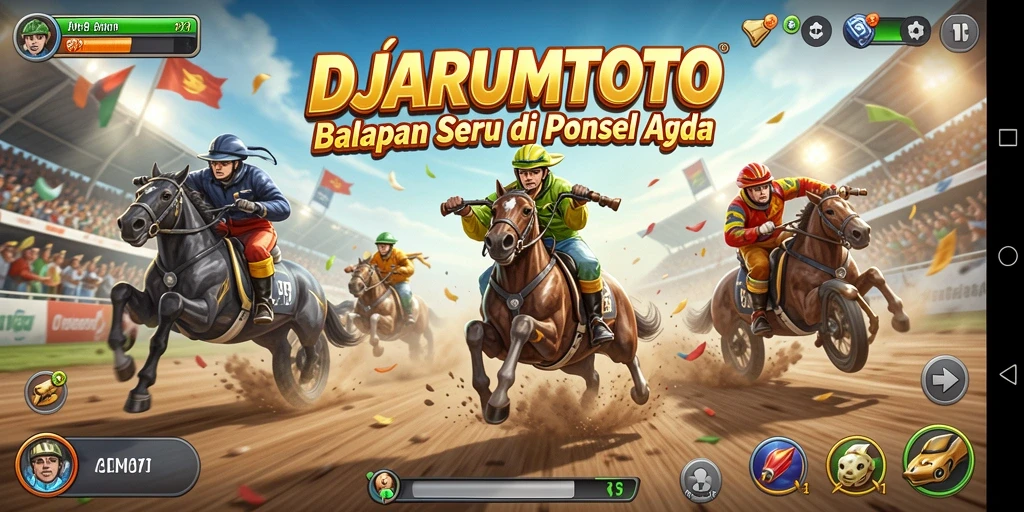 Tampilan menarik dari gameplay balapan di DJARUMTOTO.