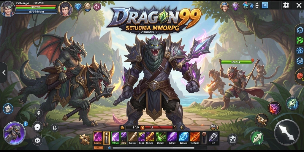 Tangkapan layar permainan DRAGON99 dengan aksi pertempuran MMORPG yang epik.