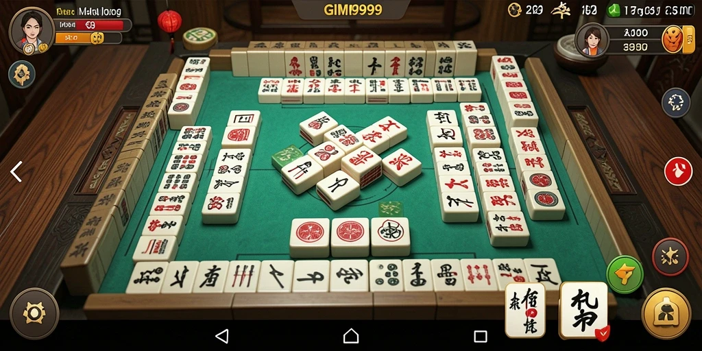 Tampilan gameplay seru di GIM999 dengan desain Mahjong yang menarik.