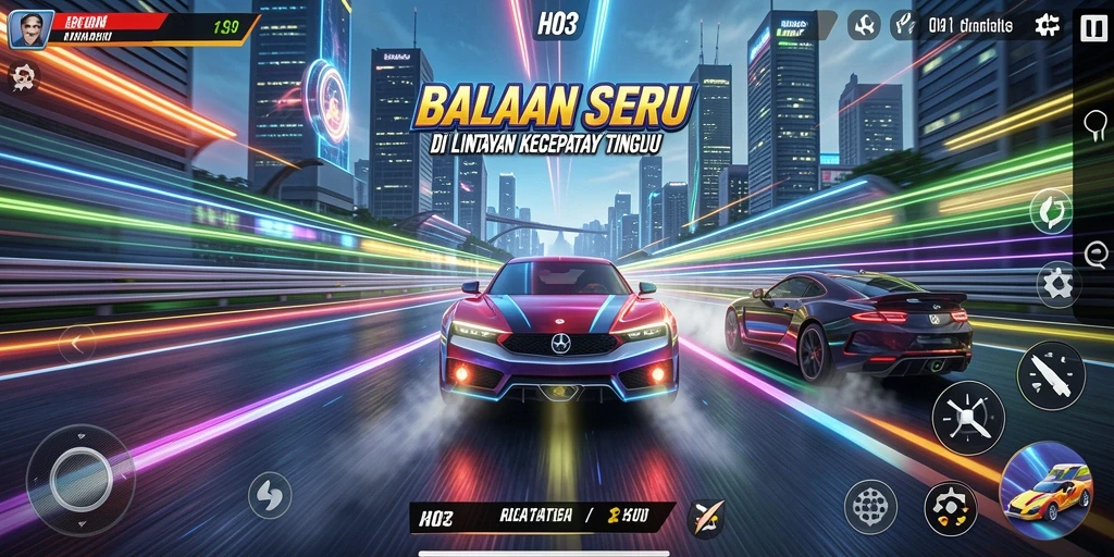 Tampilan luar biasa dari H03 saat balapan di lintasan.