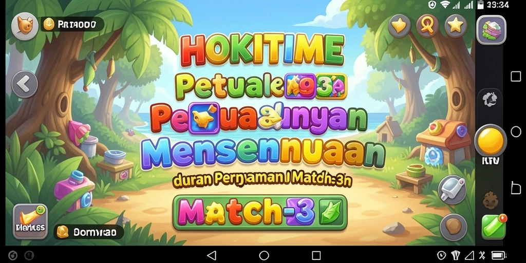 Tangkapan layar HOKITIME menampilkan gameplay Match-3 yang seru dan menantang.