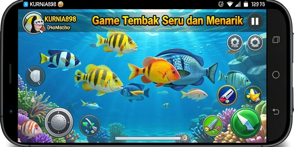 Screenshot gameplay KURNIA898 menampilkan aksion seru menangkap ikan.
