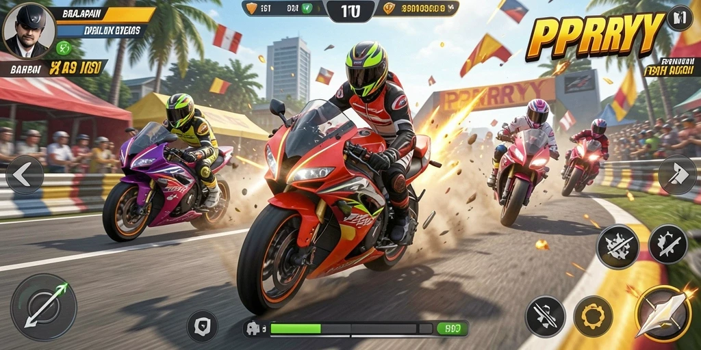 Tampilan gameplay menakjubkan dari PPRRYY dengan aksi balapan motor